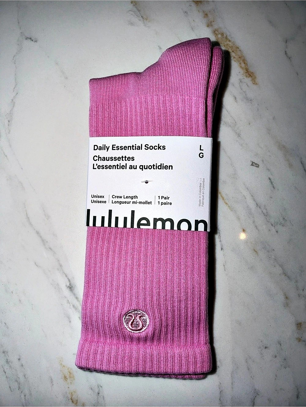 lululemon Daily Essential Socks Pink Large NWT Athletic Socks